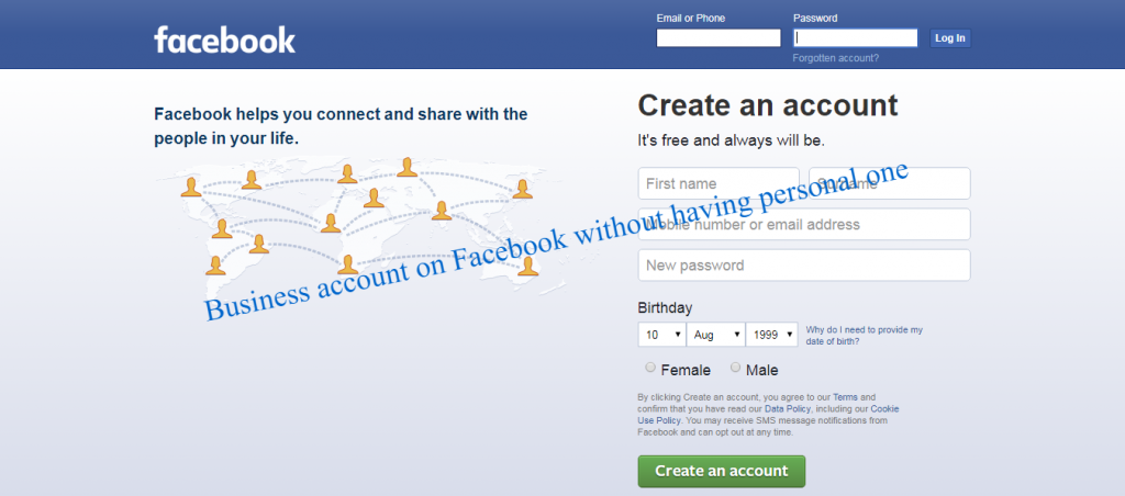 how to create a business facebook page linked to personal account