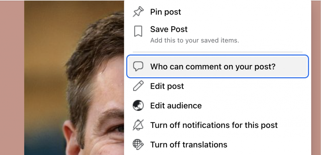 turn off comments on facebook posts